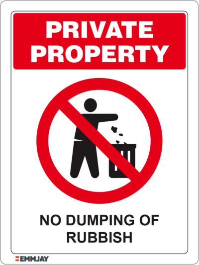 EGL 1259 Private Property – No Dumping Of Rubbish Sign