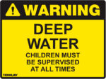 EGL 1270 Warning – Deep Water Children Must be Supervised at all Times Sign