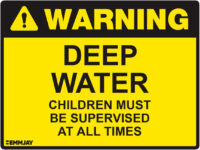 EGL 1270 Warning – Deep Water Children Must be Supervised at all Times Sign