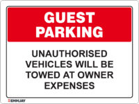 EGL 1283 Guest Parking – Unauthorised Vehicles will be Towed at Owner Expenses Sign