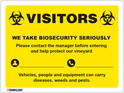 EGL 1293 Visitors – We Take Biosecurity Seriously Sign