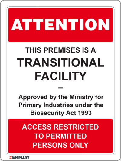 EGL 1349 Attention – This Premises is a Transitional Facility Sign