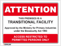 EGL 1352 Attention – This Premises is a Transitional Facility Sign