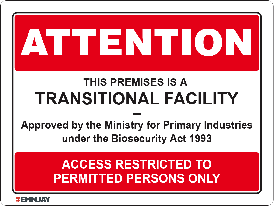 Workpalce Safety Signs - Emmjay - Attention This Premises is a Transitional Facility Sign