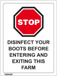 EGL 1419 Stop – Disinfect Your Boots Before Entering and Exiting This Farm Sign