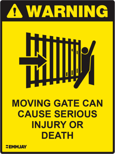 EGL 1467 Warning – Moving Gate Can Cause Serious Injury Or Death Sign