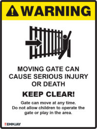 EGL 1468 Warning – Moving Gate Can Cause Serious Injury or Death White Sign