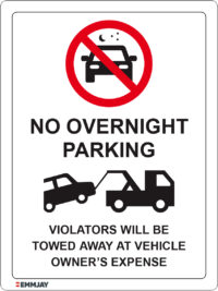EGL 1475 No Overnight Parking – Violators will be Towed Away Sign