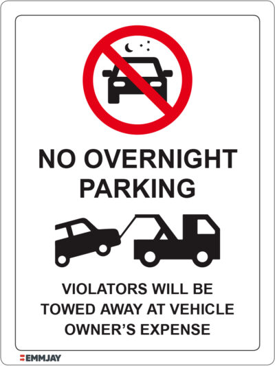 EGL 1475 No Overnight Parking – Violators Will Be Towed Away Sign