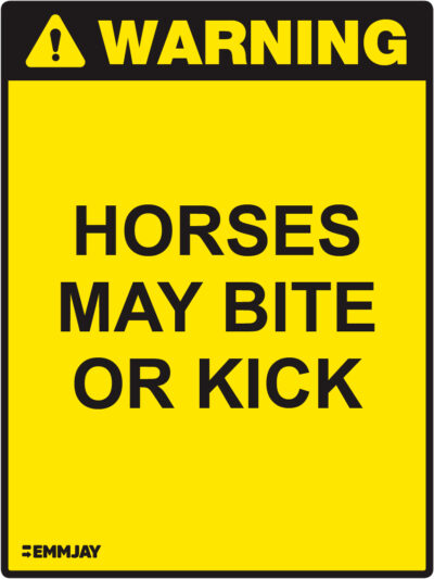 EGL 1481 Warning – Horses May Bite Or Kick Sign