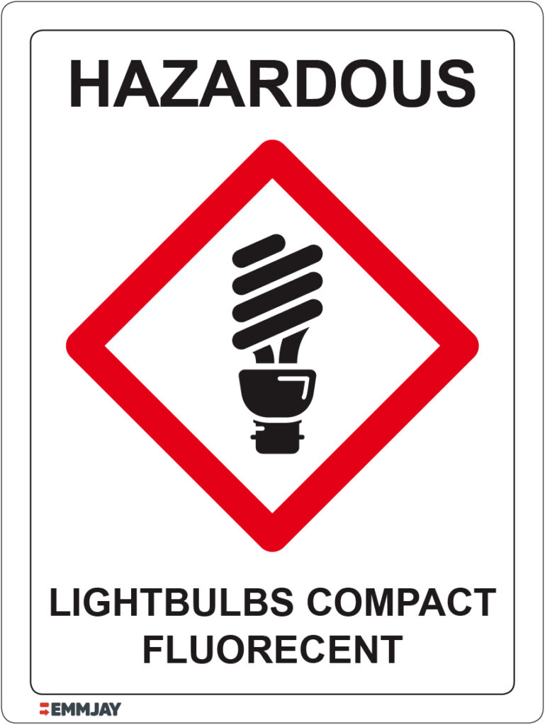 EGL 1492 Hazardous - Lightbulbs Compact Fluorescent Sign - Emmjay Ltd