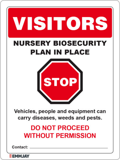 EGL 1507 Visitors – Nursery Biosecurity Sign