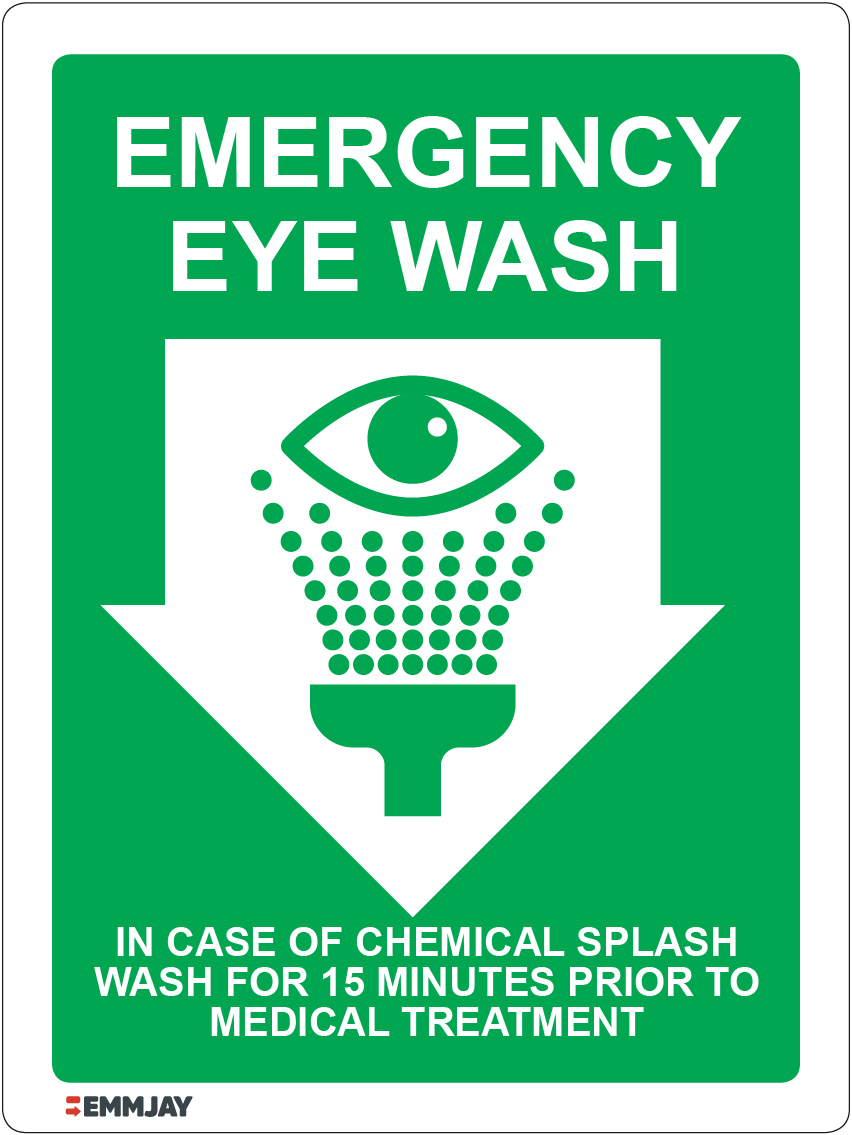 emergency eye wash sign with arrow 1821