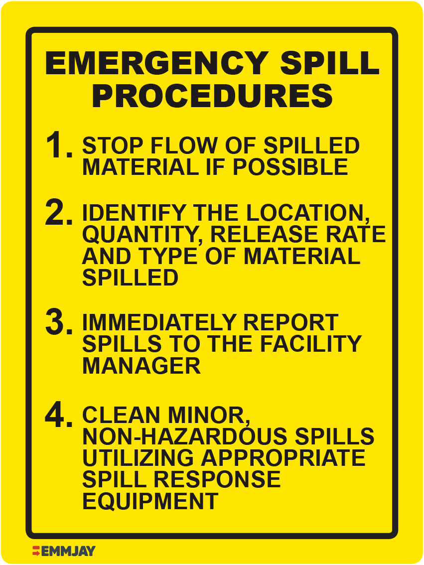 1843_emergency spill procedures_4 points sign