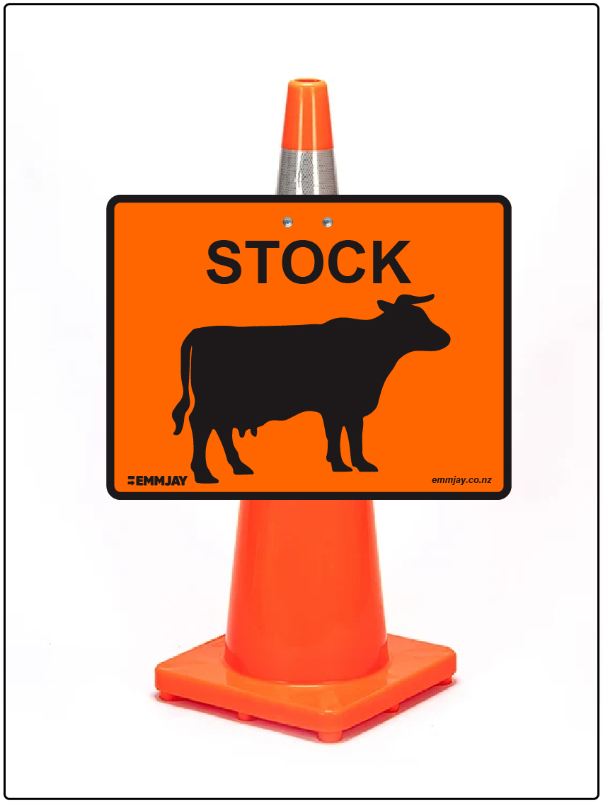 Stock cone mounted sign with cow image